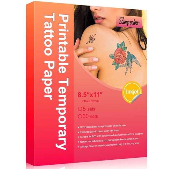 Printable Temporary Tattoo Paper for INKJET printer 8.5